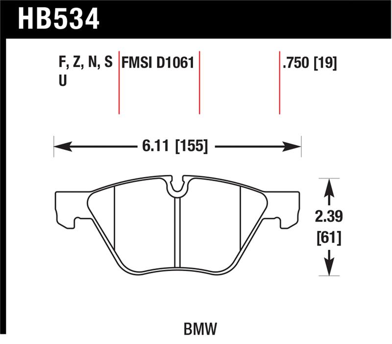 BMW Z4 Brake Pads - Front - Hawk Performance - HPS Street - `09-`11